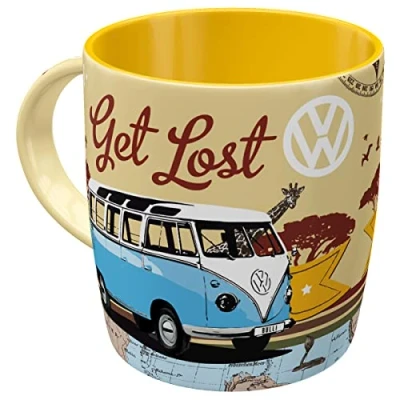 Immagine di Nostalgic Art Tazza da caffè retrò Bulli T1 Let&#039;s Get Lost Idea Regalo per i Bus VW, in Ceramica, Design Vintage, 1 unità (Confezione 1)