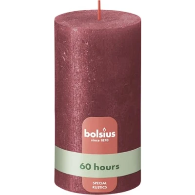 Immagine di BOLSIUS Candela rustica a pilastro Shimmer Rosso 13 cm Confezione da 4 non gocciolante Candele profumate, 103667647141