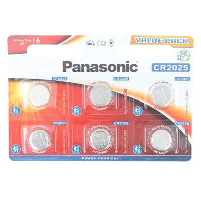 Immagine di Panasonic CR2025, Batteria al litio, 3V, Confezione di 6 batterie