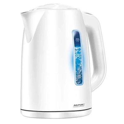 Immagine di MPM MCZ 66 Bollitore Elettrico Illuminazione Interna, capacità 1.7L, Filo, Senza BPA, Filtro Anticalcare Staccabile, Spegnimento Automatico, 2200W, Bianco, 0 Decibel