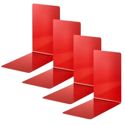Immagine di Alco Albert 4301 12 4 Fermalibri in Metallo, Pezzi, Rosso, 14 x 8,5 Cm, per Scuola, Ufficio e Casa