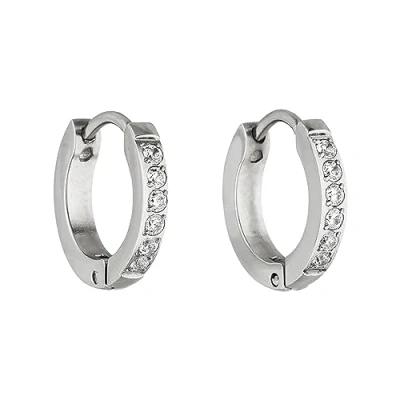 Immagine di PURELEI® Orecchini Kaimana, a cerchio da donna in acciaio inossidabile, Piccoli cerchi resistenti all&#039;acqua con pietre zirconi, Diametro 1,3 cm