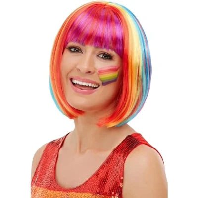 Immagine di Smiffys Parrucca a caschetto arcobaleno, Multicolore