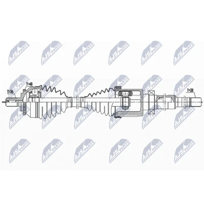 Immagine di NTY NPW VV 142 Albero motore / Semiasse Assale anteriore Dx 1022mm Trasmissione automatica VOLVO: V70 2, XC70 I Cross Country
