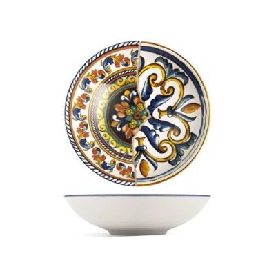 Immagine di H&amp;h set 6 piatti fondi positano in stoneware decorato cm 20
