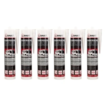 Immagine di Dubaust, 6 colla per carrozzeria, sigillante auto, camper, interni ed esterni, resistente ai raggi UV, su tutte le superfici, caravan, 290 ml, cartuccia grigio acciaio