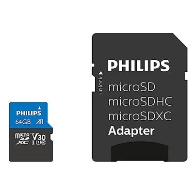 Immagine di Scheda microSDXC Philips 64GB Classe 10, UHS I U3, 4K