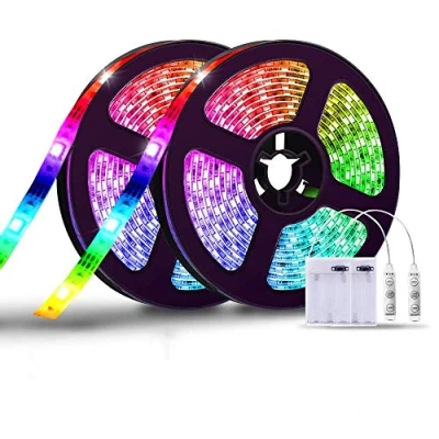 Immagine di Sunboia Strisce LED RGB batteria con telecomando, 2x1M Mini 3 key 16 colori Striscia 5050 impermeabile Bias Illuminazione TV retroilluminazione