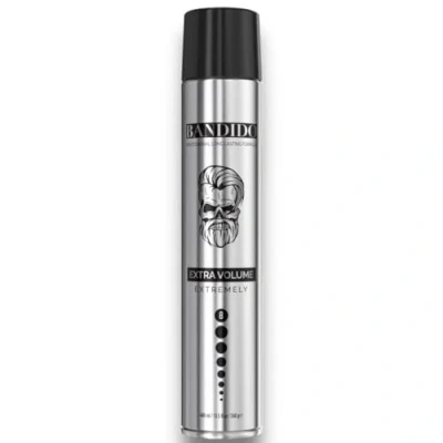 Immagine di Bandido spray per capelli extra volume, 400 ml, argento, da uomo, volume con forte tenuta, grado di tenuta estremamente 8, fino a 24 ore e senza incollaggio