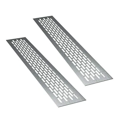 Immagine di sossai® Griglia di ventilazione in alluminio Alucratis (2 pezzo) Rettangolare dimensioni: 80 x 8 cm Colore: inox areazione