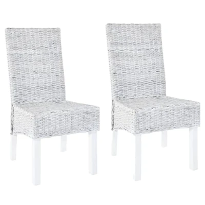 Immagine di vidaXL Set di 2 sedie da pranzo in rattan kubu e legno mango