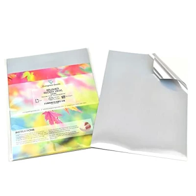Immagine di Evergreen Goods™ 10 fogli A4 argento spazzolato adesivo vinilico etichette autoadesive impermeabili a getto d&#039;inchiostro e laser stampabili adatte per macchine Cricut, fabbricazione di adesivi