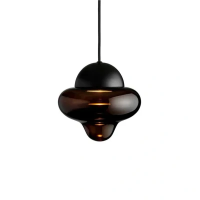 Immagine di DESIGN BY US Lampada a sospensione LED Nutty, marrone/nero, Ø 18,5 cm, vetro