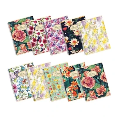 Immagine di Pigna Nature Flowers , 02182571R Quaderno Spiralato f.to A4 Quaderni a righe 1R, Confezione da 5 Pz.