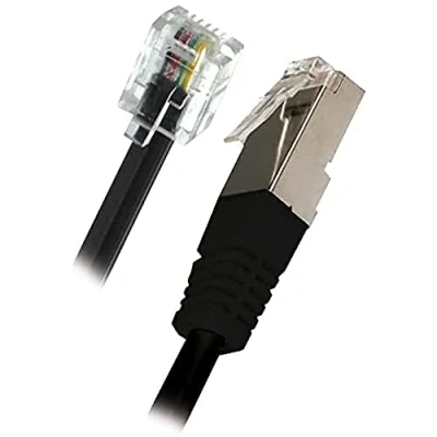 Immagine di apm 570845 cavo ADSL Rj11/Rj45 connettori maschio/maschio, nero, lunghezza 5 m, morbido e flessibile per il collegamento a un alloggiamento o modem