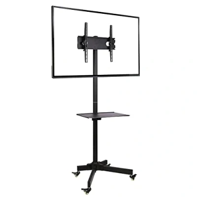 Immagine di Ergosolid Falco 24 Supporto TV da pavimento, con ruote per schermi LCD LED e curvi 23&quot; 55&quot;, Capacità di Carico 25 kg, Nero