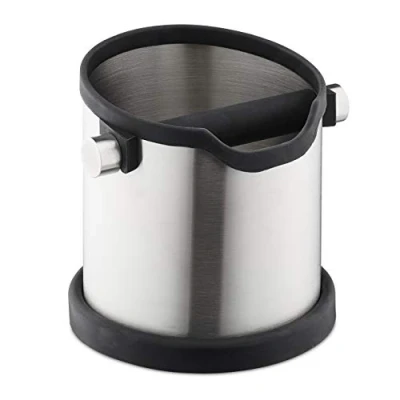 Immagine di Relaxdays Contenitore per Fondi di Caffè, Asta Gommata Insonorizzante, Espresso, Battifiltro, Acciaio Inox, Argento