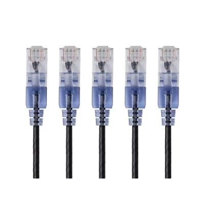 Immagine di Monoprice Cavo patch Ethernet Cat6A UTP, 30 AWG, 5 G, in puro rame nudo, antigroviglio, RJ45, serie SlimRun, 6 m, bianco, confezione da