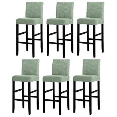 Immagine di LANSHENG Coprisedia, Coprisedie per Bar, Fodera sfoderabile Sedia Rimovibile Elasticizzata da Pranzo Corta Girevole con Schienale Bar (Ciano,6 Pezzi)