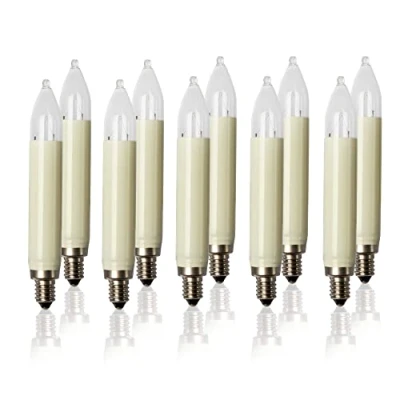 Immagine di Hellum 904017 candela di ricambio per fiabe con 15 bruciatori/illuminazione interna ed esterna/bianco caldo/avorio/base E10 / 16 V 3 W 10 pezzi