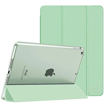 Immagine di MoKo Cover per Nuovo iPad 9a Gen 2021 / 8a 2020 7a 2019, 10.2 Case Ultra Sottile Leggero Custodia in Tri fold Auto Sveglia/Sonno con Retro Semi trasparente Rigido, Verde