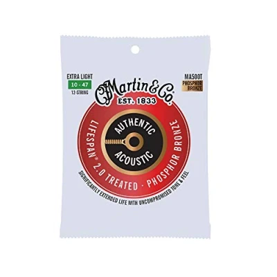 Immagine di Martin MA180 Corde per chitarra acustica LifeSpan 2.0 12 String Extra Light (10 47) Bronzo fosforoso, Set singolo