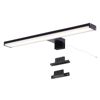 Immagine di Alpinaluz Applique LED da Specchio Nero per Bagno 4000K Luce Bianca Neutra IP44 Struttura in Alluminio e Supporti Policarbonato Installazione su Specchio, Muro o Mobile (40cm 10W)