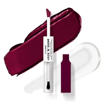 Immagine di Wet n Wild Megalast Lock n&#039; Shine, Dual Ended Lip Color and Clear Gloss, Vitamin E Jojoba Oil Enriched Formula, Dark Wisteria Shade