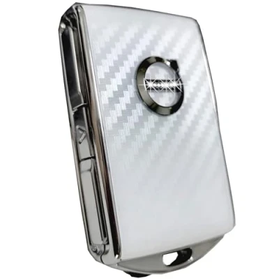 Immagine di Guscio di ricambio per chiave auto Volvo XC40, XC60, XC90, V60, V90, S60, S90, in fibra carbonio, colore bianco