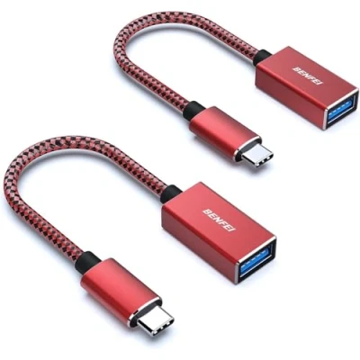 Immagine di BENFEI adattatore USB C a 3.0 2 confezione, Type 3.0, compatibile per iPhone 15 Pro/Max MacBook Pro/Air 2023 iPad Pro iMac S23 XPS 17 e altro, Rosso