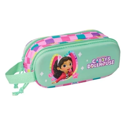 Immagine di safta GABBY&#039;S DOLLHOUSE 3D astuccio doppio 3D, per bambini, ideale bambini in età scolastica, comodo e versatile, qualità resistenza, 21 x 6 8 cm, multicolore, M, Casual