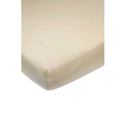 Immagine di Meyco Baby Uni lenzuolo per lettino (lenzuolo con qualità di morbido jersey, in 100% cotone, traspirante, dimensioni: 60 x 120 cm), sabbia