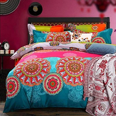 Immagine di Loussiesd Bohemien Super King Copripiumino in morbida microfibra, stile esotico, 3 pezzi
