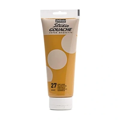 Immagine di Pébéo Studio Gouache 220 ml Pittura Professionale, Colore a Guazzo, Tempere per Paint dai Colori Opachi e Pigmentati Ocra Gialla