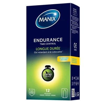 Immagine di MANIX ENDURANCE TIME CONTROL: Scatola di 12 preservativi per uomo/Larghezza nominale 53 mm