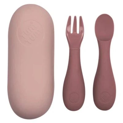 Immagine di TUM Posate Bambini con Custodia, Set Cucchiaino Svezzamento e Forchetta per Neonati, 6m+, Rosa