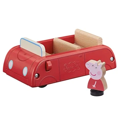 Immagine di Peppa Pig Wooden Red Car, push along vehicle, imaginative play, preschool toys, fsc certified, sustainable gift for 2 5 years old