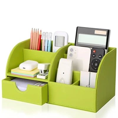 Immagine di KINGFOM Multifunzionale Portaoggetti da scrivania/Organizzatore di cancelleria/Portapenne Scrivania/Organizer scrivania/Portaoggetti ufficio in Pelle PU