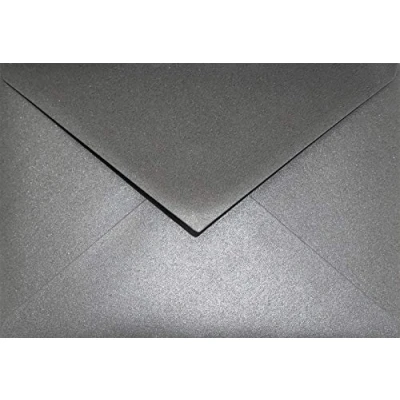 Immagine di Netuno 25 buste perlate griggio scuro formato C6 114x 162 mm 120g Aster Metallic Grey elegante colorate perlescenti in carta perlata per biglietti partezipationi inviti Natale Pasqua