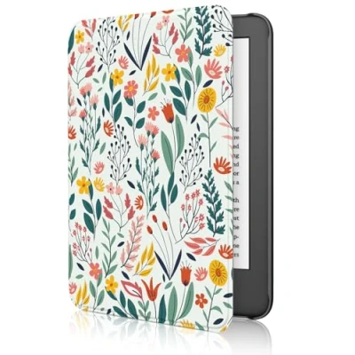 Immagine di MoKo Custodia Compatibile con 6 Pollici Nuovo Kindle 11a Generazione 2024/2022 &amp; Versione Internazionale, Cover Leggera Auto Sveglia/Sonno per 2024 Gen e Reader, Fiori