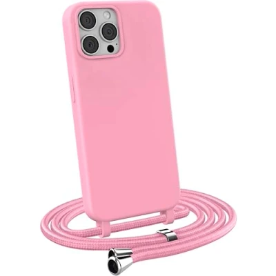 Immagine di MyGadget Cover per iPhone 13 Pro Max Custodia con Corda Case Cordino Opaca Antiurto Laccio Tracolla Practical Stylish Rosa