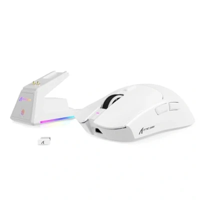 Immagine di MAMBASNAKE x ATTACK SHARK X1 Mouse da Gioco 49g Leggero con Dock di Ricarica, Sensore PAW3395 PRO 40K DPI, Frequenza Polling 1000Hz, Ufficio Wireless/Cablato BT/2.4G per PC/Mac Bianco