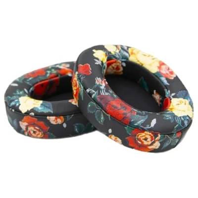 Immagine di MMOBIEL Cuscinetti auricolari di ricambio compatibili con Beats Studio 2 / 3, senza fili, in morbida pelle proteica, memory foam, fiore nero