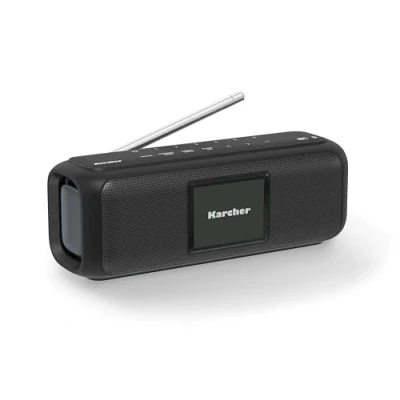 Immagine di Karcher DAB Go Altoparlante portatile Bluetooth e radio digitale DAB+, FM con display a colori da 2, 4&quot;, suono stereo 5 Watt, batteria USB C, colore: Nero
