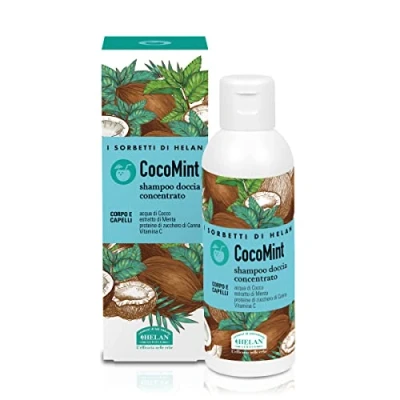 Immagine di Helan, I Sorbetti CocoMint, Shampoo e Bagnoschiuma Uomo Donna Profumato con Menta Acqua di Cocco, Docciaschiuma Gel Fresco Delicato per Corpo Capelli Ingredienti Naturali Vitamina C, 150ml