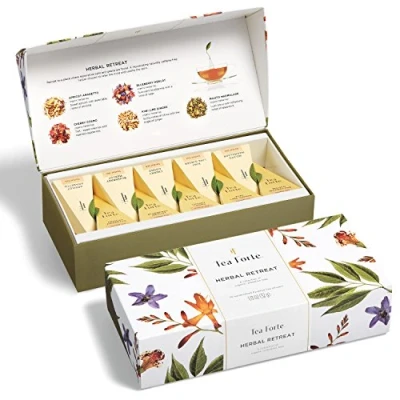 Immagine di Tea Forté® Herbal RETREAT Petite Presentation Box with 10 Handcrafted Pyramid Infusers Relaxing by Forte