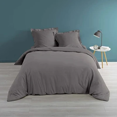 Immagine di douceur d&#039;intérieur, Copripiumino (240 x 220 cm) Percalino Antracite, Cotone