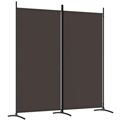 Immagine di vidaXL Divisorio a 2 Pannelli Marrone 175x180 cm in Tessuto