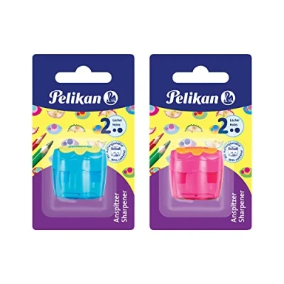 Immagine di Herlitz Serie Flower, 1 Temperamatite, Ergonomico con Contenitore, Temperino Doppio Per Matite, Pastelli Jumbo e Triangolari, Blu o Rosa, Prodotto in Germania