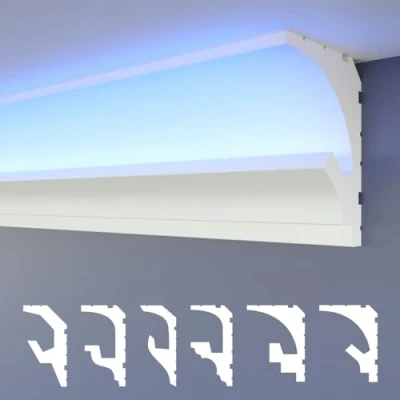 Immagine di HEXIMO LED 2in1 Modanature per stucchi, soffitti a illuminazione indiretta XPS polistirene, Profilo di raccordo leggero (20,4 Metri HLED 1)